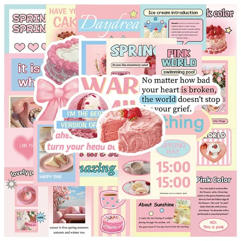 Roze Cartoon Serie Decoratieve Stickers Pak Waterdichte PVC Decals Voor Dagboek Notitieboek Skateboard DIY Ambacht