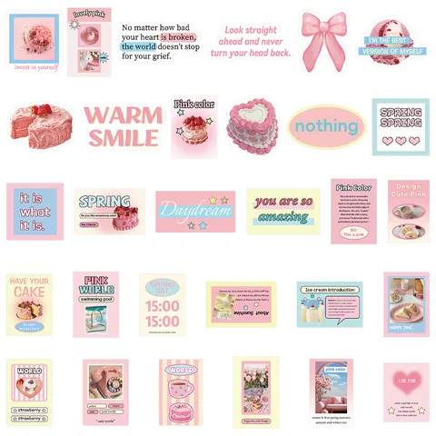 Roze Cartoon Serie Decoratieve Stickers Pak Waterdichte PVC Decals Voor Dagboek Notitieboek Skateboard DIY Ambacht