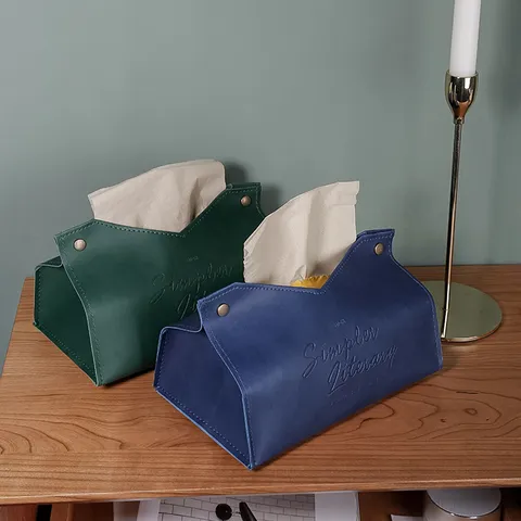 Scatola di Fazzoletti in Pelle PU di Lusso Nordico Supporto Scatola di Immaginazione Pieghevole per Tovaglioli Con Rivetti Metallici Design Stampato Per Soggiorno Decorazioni per la Casa
