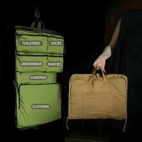 Bolsa de Almacenamiento de Viaje de Gran Capacidad Organizador de Equipaje Colgante Plegable Múltiples Compartimentos Bolsas de Embalaje