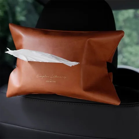 Nordico Ins Creativo Caja de Pañuelos para Coche Soporte PU Cuero Colgante Bolsa de Pañuelos Organizador de Almacenamiento Interior de Automóvil
