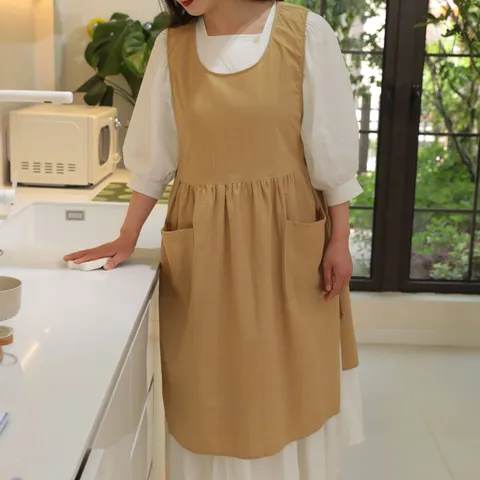 Grembiule in Cotone in Stile Giapponese per Donna Cucina Pasticceria Caffè Antimacchia Letterario Taglia Forte Vestito Grembiule Senza Maniche