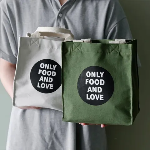Borsa Portapranzo Isolata in Tela Portatile Borsa Bento con Coulisse Stile Ins Semplice Ufficio Picnic Pasto Custodia Borsa di Stoccaggio