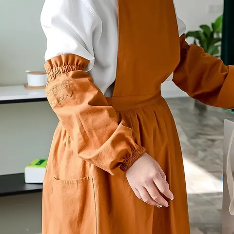 Coprimaniche in Cotone da Donna Moderno Minimalista Antimacchia con Ricamo Inglese Polsino Elastico Ufficio Casa