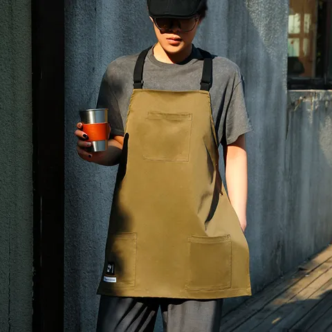 Grembiule da Lavoro Impermeabile Per Uomini Donne Poliestere Antimacchia Cucina Grembiule da Cuoco Con Tasche Multiple Cinghia Regolabile
