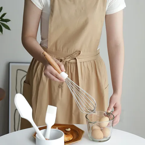 Grembiule Plissettato in Cotone Minimalista per Donna Cucina Caffè Antisporco Idrorepellente Grembiule