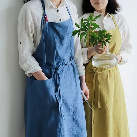 Grembiule in Cotone Stile Giapponese Per Donne Uomini Cucina Cottura Antisporco Grembiule Senza Maniche Con Tasca