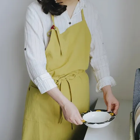 Grembiule in Cotone Stile Giapponese Per Donne Uomini Cucina Cottura Antisporco Grembiule Senza Maniche Con Tasca