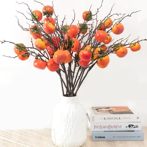 Artificial Fruit Branch Fake Persimmon Pomegranate Apple Lemon Stem Home Decor Photography Props Floral Arrangement