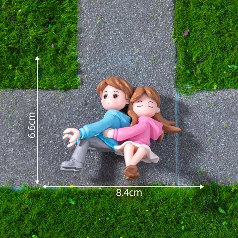 Creative Cartoon Motorcycle Couple Figurine Miniature Landscape Ornament Mini Car Dashboard Desktop Decoration Resin Craft