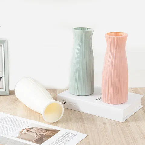 Modern Minimalist Plastic Vase Drop-proof Geometric Flower Pot Nordic Desktop Decorative Vase For Home Living Room