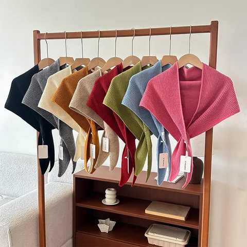 Winter Warm Kunstkaschmir Kreuz Schal Einfarbig Gestrickt Shawl Vielseitig Damen Halswärmer Kaltes Wetter Mode Schal