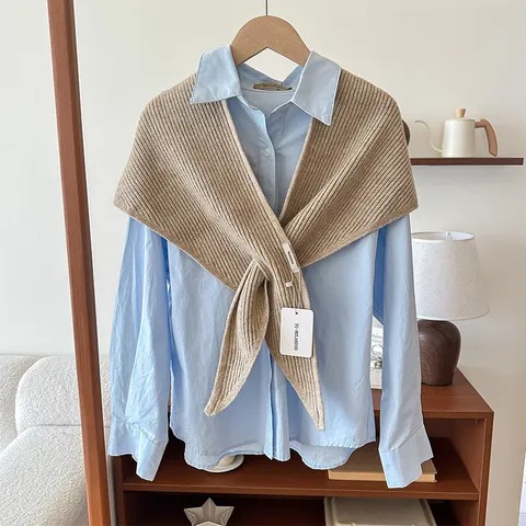 Winter Warm Kunstkaschmir Kreuz Schal Einfarbig Gestrickt Shawl Vielseitig Damen Halswärmer Kaltes Wetter Mode Schal