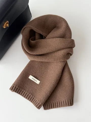 Damen Winter Warmer Wolle Schal Einfarbig Minimalistisch Weich Strick Langer Schal Mode Casual Tägliche Halstuch