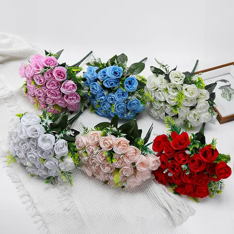 Artificial Silk Rose Flower Bouquet Single Branch Fake Roses For Valentines Day Birthday Gift Wedding Home Decor