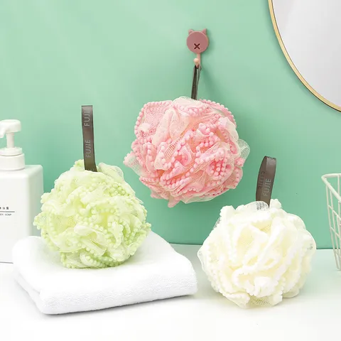Großer Netz Duschschwamm Weicher Peeling Duschball Duschschrubber Mit Kordelzug Für Damen Körperreinigung Baden