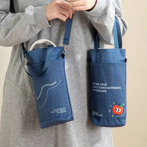 Φορτηγή Τσάντα Denim για Μπουκάλι Νερού Χαριτωμένη Εκτύπωση Χιαστί Θήκη Κυπέλλου Με Λουράκι Φορητή Θήκη Βραστήρα Για Εξωτερικό Χώρο