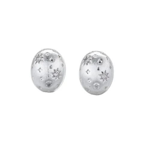 Orecchini a Bottone in Rame Zirconia Minimalisti per Donna a Forma di Stella Smerigliati Tondi Oro Argento Gioielli