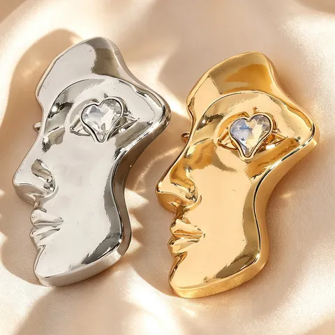Abstract Face Mask Brooch Pin Creative Minimalist Artistic Half Face Metal Badge For Clothing Accessories Women Men Jewelry