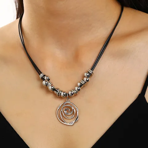 Exaggerated Spiral Rose Flower Jewelry Alloy Hollow Vortex Necklace Bracelet Earrings For Women High End Style