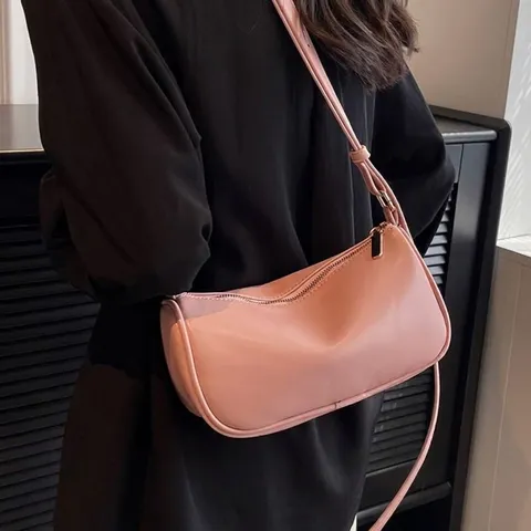 Damen Mode PU Leder Zylinder Umhängetasche Minimalistisch Einfarbig Verstellbarer Einzelriemen Schulter Baguette Tasche Täglich Chic Kissen Handtasche