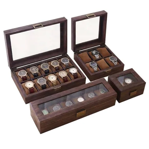 Luxury Wooden Watch Storage Box With Transparent Window Multi Slot Watch Display Case Organizer For Home Collection