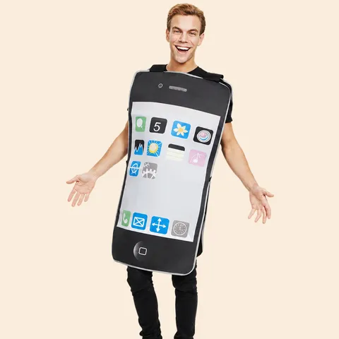 Nieuwigheid Mobiele Telefoon Kostuum Volwassene Feest Cosplay Jurk Grappig Smartphone Podiumvoorstelling Outfit Katoenmix