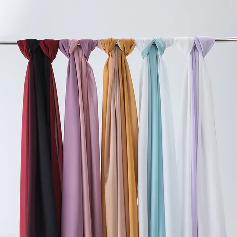 Bufanda de Gasa Degradada Ombre para Mujer Chal Ligero de Moda Hijab Musulmán Largo Color Sólido Bufanda Transpirable para Mujer