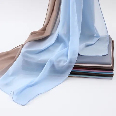 Women Gradient Chiffon Scarf Digital Printed Pearl Texture Hijab Shawl For Muslim Malaysia Indonesia Ethnic Style Lightweight Wrap
