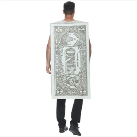 Costume de Billet de Dollar d'Halloween Débardeur Sans Manches Unisexe Fête Performance Vêtement Polyester Nouveauté