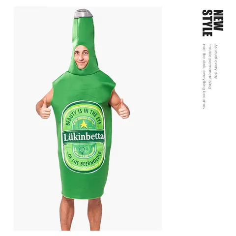 Costume de Bouteille de Bière Adulte Oktoberfest Déguisement Fête Halloween Cosplay Tenue Unisexe Éponge Vêtement de Performance