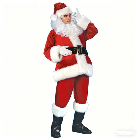 Adult Christmas Santa Claus Costume Set Red Velvet Outfit With Hat Belt Boots Gloves For Holiday Party Cosplay