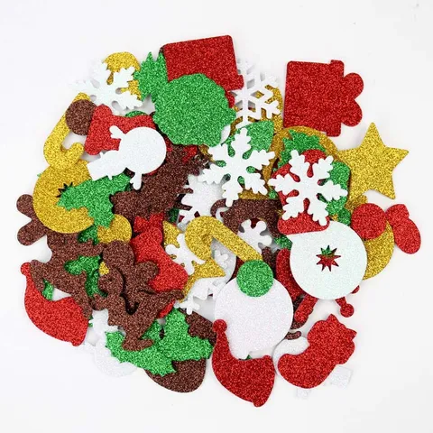 Christmas EVA Glitter Foam Stickers Snowflake Tree DIY Craft Decals For Kids Party Holiday Home Decor