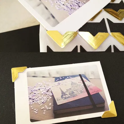 Gold Photo Corners Self Adhesive Paper Corner Stickers For DIY Scrapbook Photo Album Picture Mounting Craft Supplies