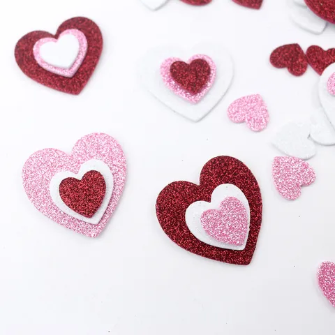 Valentine Day Heart EVA Foam Stickers Glitter DIY Craft Decals Colorful Adhesive Puffy Stickers For Kids School Party Decor