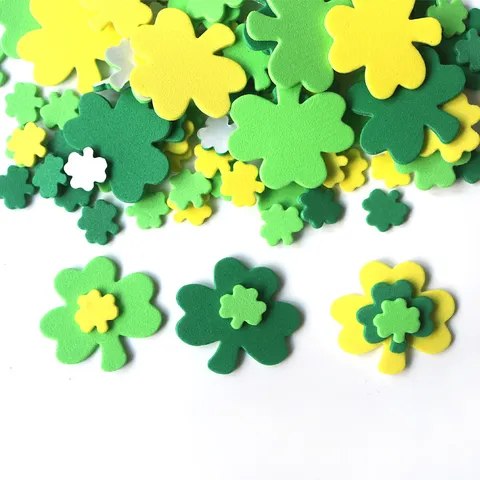 St. Patrick's Day Shamrock EVA Foam Stickers Irish Festival Party Decoration DIY Craft Supplies Multicolor Clover Pieces