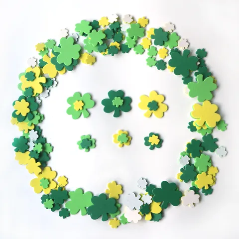St. Patrick's Day Shamrock EVA Foam Stickers Irish Festival Party Decoration DIY Craft Supplies Multicolor Clover Pieces