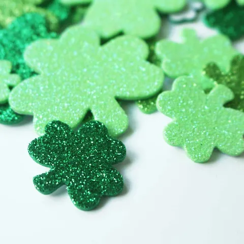 St. Patrick's Day Shamrock Foam Stickers Green Glitter Clover Party Decors Kids DIY Craft Supplies