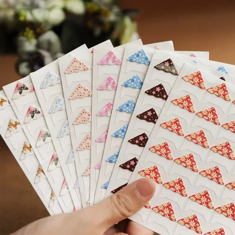 Floral Photo Corner Stickers DIY Scrapbook Picture Fixing Self Adhesive Paper Decorative Stationery