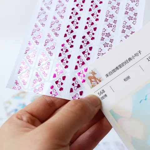 Adesivi per Angoli di Album di Foto in PVC Trasparente Dorato con Motivo a Cuore Stella Pois Adesivi Decorativi per Scrapbook DIY