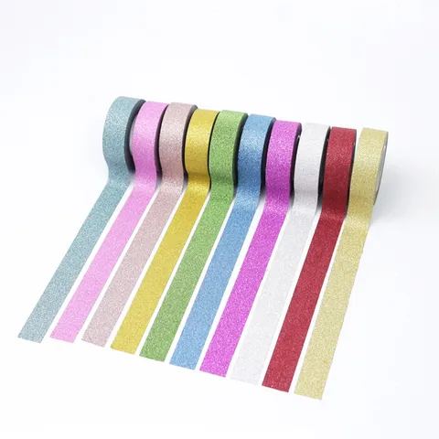 Glitter Washi Tape Decorative Adhesive Tape For DIY Journaling Scrapbooking Album Accessories Office School Supplies