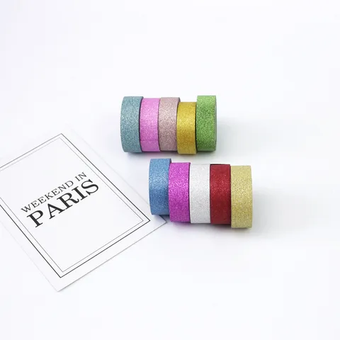 Glitter Washi Tape Decorative Adhesive Tape For DIY Journaling Scrapbooking Album Accessories Office School Supplies
