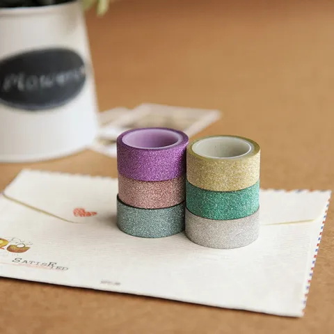 Decorative Washi Tape Glitter Sparkle Masking Tape For DIY Journal Scrapbook Planner Photo Album Office School Supplies Craft
