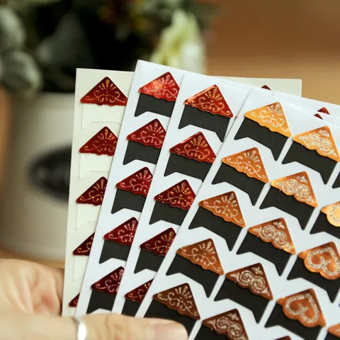 Pegatinas de Esquinas para Fotos con Purpurina Vintage Accesorios de Fijación para Álbum DIY Papel Polvo de Oro