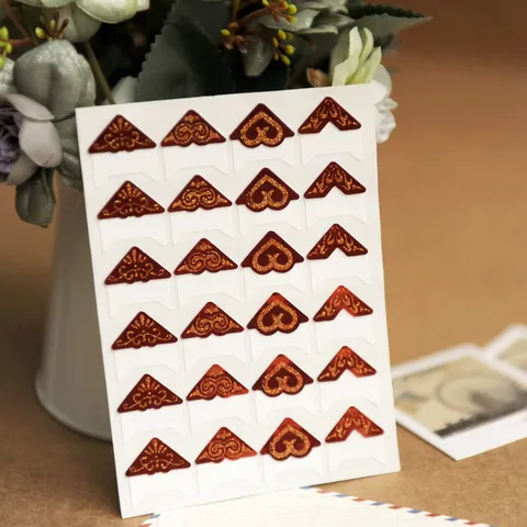 Pegatinas de Esquinas para Fotos con Purpurina Vintage Accesorios de Fijación para Álbum DIY Papel Polvo de Oro