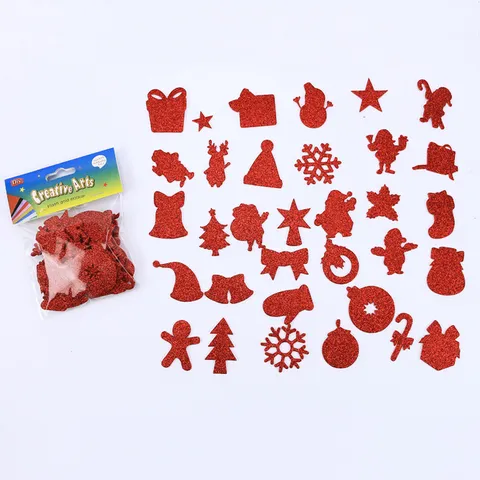 Christmas EVA Foam Stickers Glitter Snowflake Christmas Tree DIY Craft Decals Kids Holiday Party Decoration Supplies