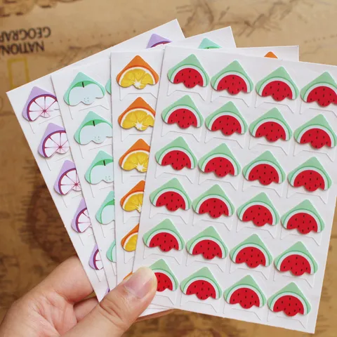 DIY Autocollants de Coins de Photo de Fruits de Dessin Animé Papier Protecteurs d'Image Autoadhésifs Pour Albums Photo Scrapbook Artisanat Décoration