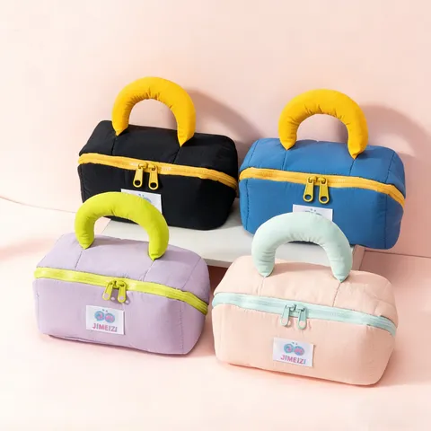 Neceser Gran Capacidad Bloque de Color Nailon Impermeable Bolsa de Viaje Almohada Suave Organizador de Maquillaje Bolsa de Almacenamiento Mujeres