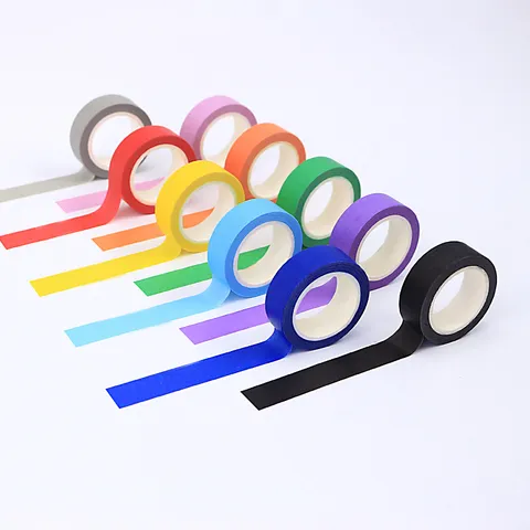 Juego de Cinta Washi Colorida Cinta Adhesiva Decorativa Color Sólido Para Diario Scrapbooking Manualidades Papelería