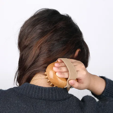 Cepillo de Masaje de Meridianos de Madera de Haya Natural Peine Cojín de Cabello Cuero Cabelludo Ergonómico Relajación Cuerpo Entero Herramienta Cuidado Diario